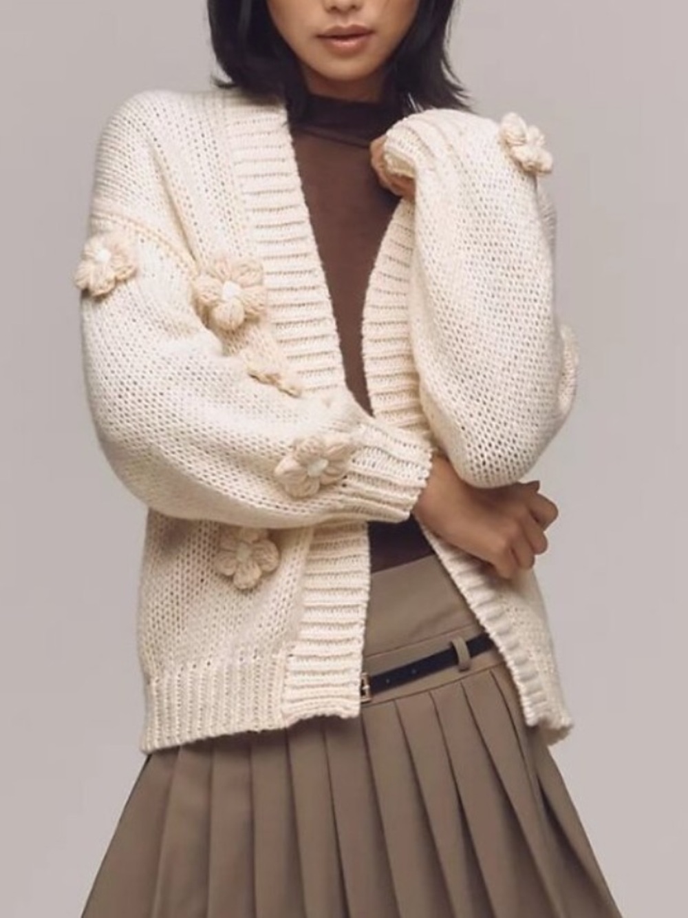 Anthropologie The Susannah 3D Flower Cardigan Sweater